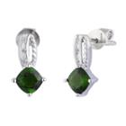 Genuine Green Chrome Diopside Sterling Silver Drop Earrings