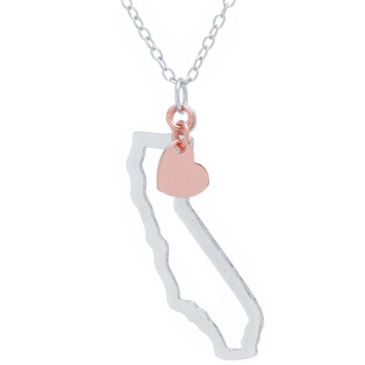 Silver Treasures California State Womens Sterling Silver Pendant Necklace