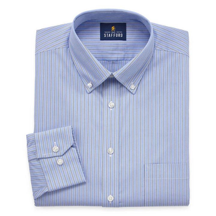 Stafford Executive Long Sleeve Cotton Pinpoint Non-iron Dress Shirt