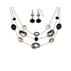 Mixit Multicolor Bead Silver-tone Double-drop Earring And Illusion Necklace Set