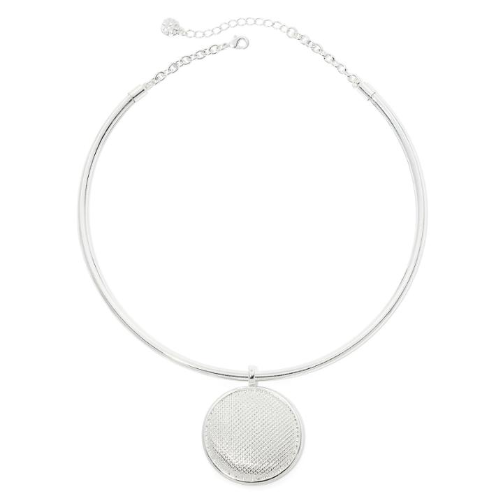 Monet Silver-tone Texture Pendant Necklace