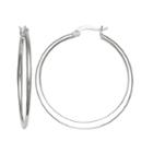 Silver Reflections Silver Plated 30mm Polished Knife Cut Pure Silver Over Brass 30mm Round Hoop Earrings
