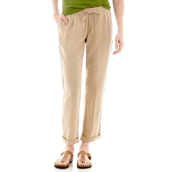 Stylus&trade; Linen Drawstring Cropped Pants-petite