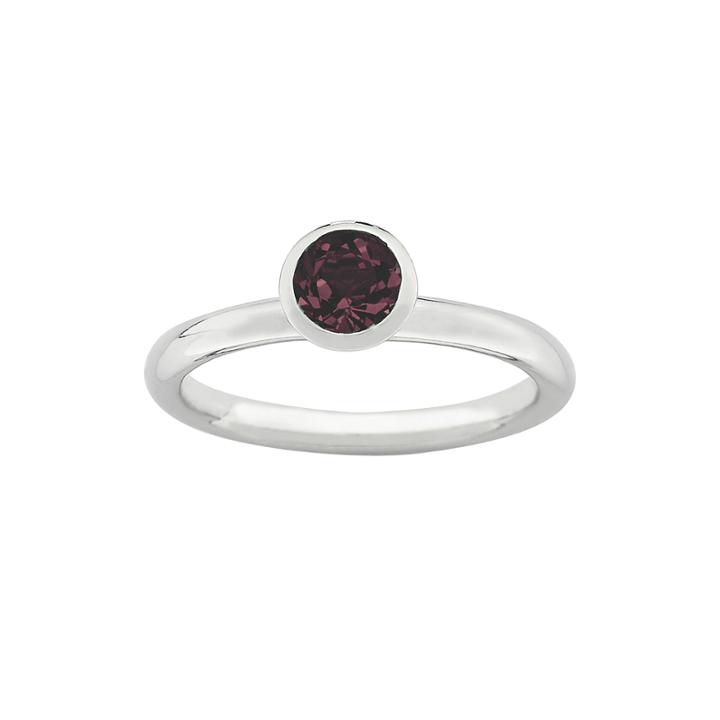 Personally Stackable June Red Crystal Sterling Silver High Profile Ring
