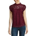Heart N Soul Short Sleeve Mock Neck T-shirt-womens Juniors