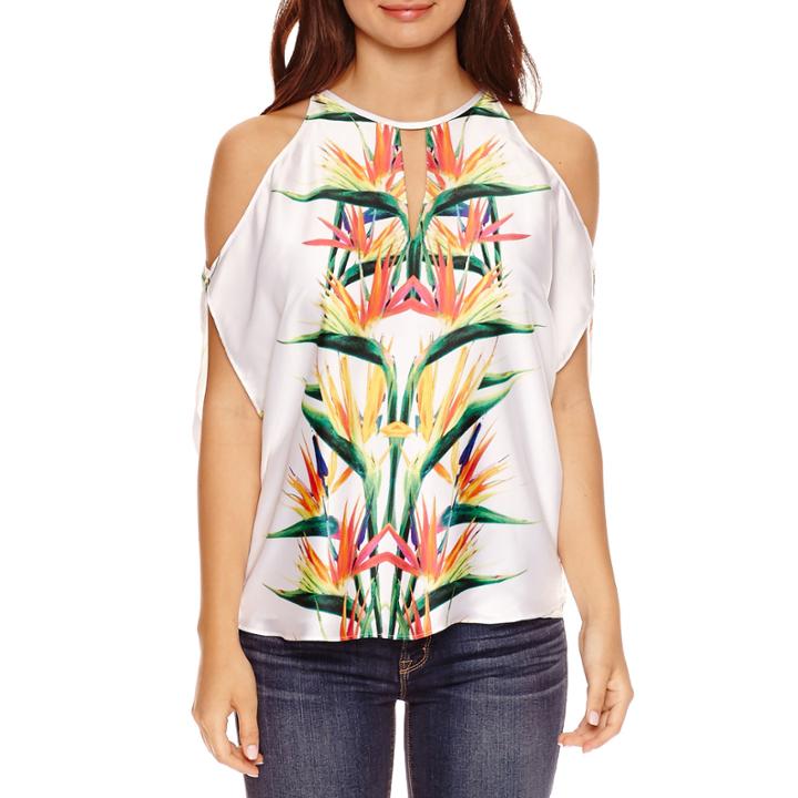 Bisou Bisou Cold Shoulder Keyhole Top