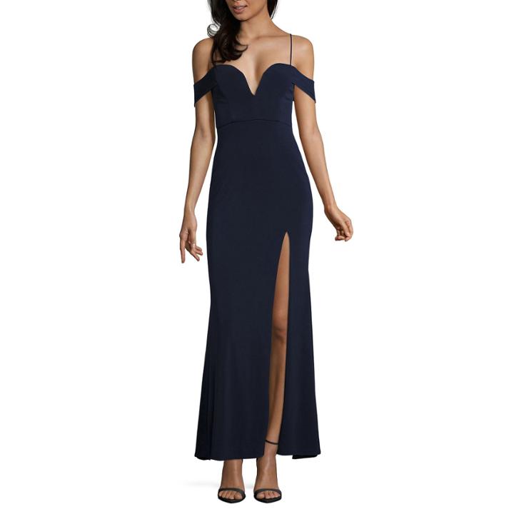 City Triangle Short Sleeve Fitted Gown-juniors