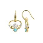 Heart-shaped Genuine Blue Topaz And Diamond-accent Claddagh Earrings
