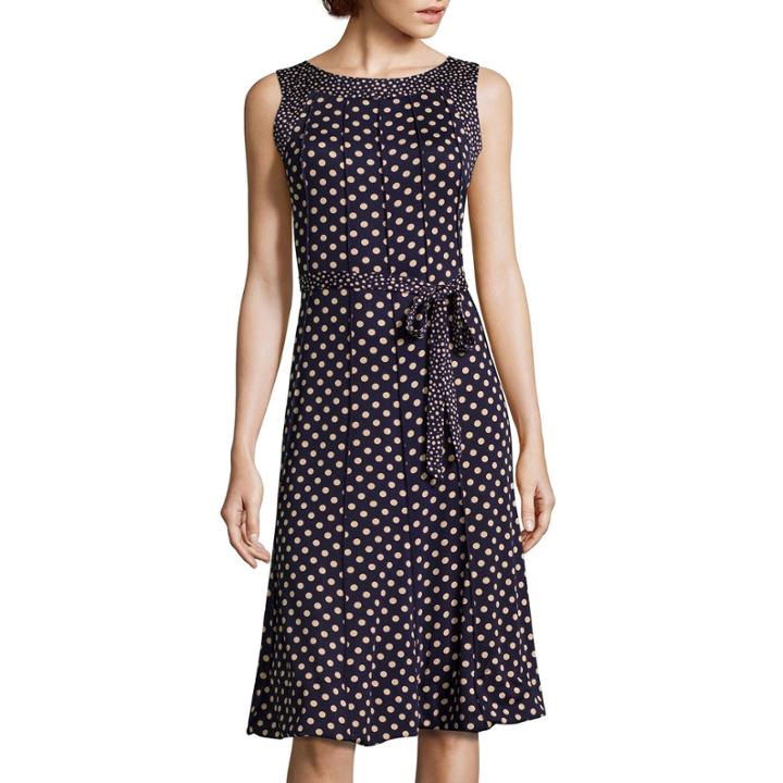 Perceptions Sleeveless Dot Print A-line Dress