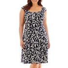London Style Collection Sleeveless Print Fit-and-flare Dress - Plus