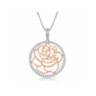 Enchanted By Disney 1/5 C.t.t.w. Diamond Sterling Silver With 14k Rose Gold Accent Belle Rose Disc Pendant Necklace