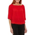 Sag Harbor Fiesta Elbow Sleeve Off Shoulder Sleeve Peasant Top