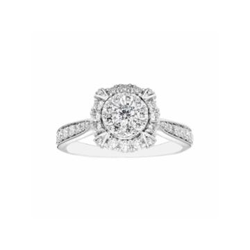 Enchanted Fine Jewelry By Disney Enchanted By Disney Womens 3/4 Ct. T.w. Genuine Round Diamond 14k Gold Engagement Ring
