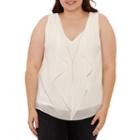By & By Sleeveless V Neck Woven Lace Up Blouse-juniors Plus