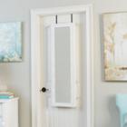 Weathered White Mirrored Jewelry Armoire With Led Lights