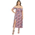 24seven Comfort Apparel Nina Pink And Blue Floral Side Slit Dress - Plus