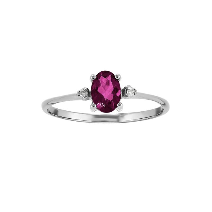 Genuine Pink Tourmaline Diamond-accent 14k White Ring
