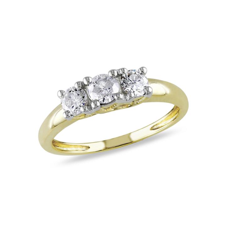 1/2 Ct. T.w. Round White Diamond 14k Gold 3-stone Ring