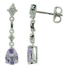 Genuine Amethyst And Lab-created White Sapphire Sterling Silver Drop Earrings
