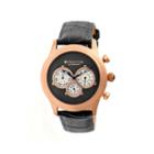 Heritor Automatic Earnhardt Mens Leather Day & Date-rose Gold Tone/charcoal Watch