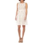 Danny & Nicole Sleeveless Belted Lace Fit & Flare Dress-petites