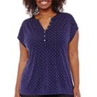 Liz Claiborne Short-sleeve Extended Henley Tee - Plus