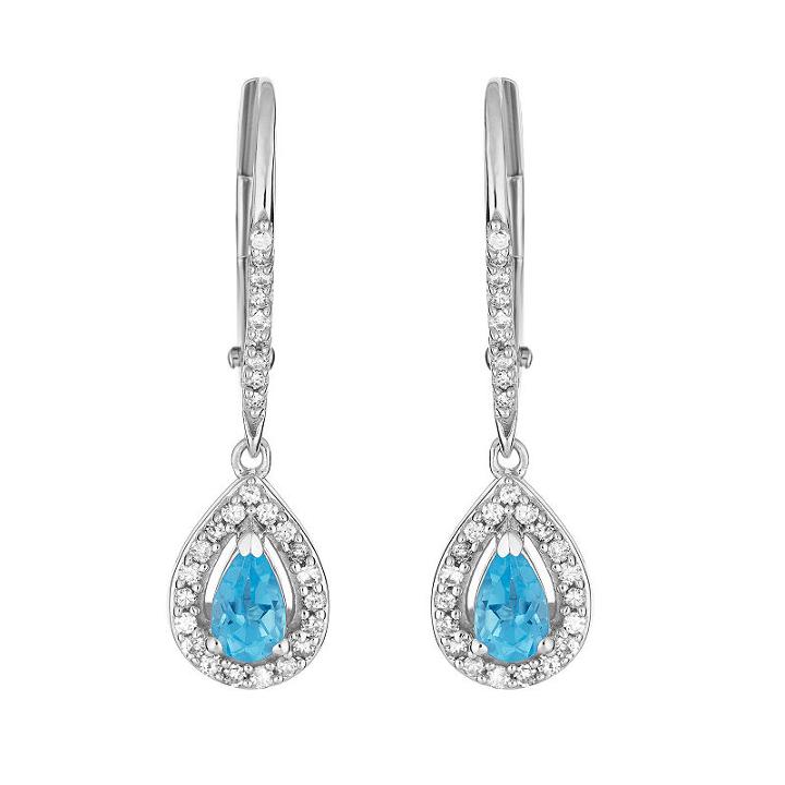 1/5 Ct. T.w. Genuine Blue Topaz 10k White Gold Pear Drop Earrings