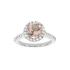 Blooming Bridal Genuine Morganite And Diamond 14k White Gold Bridal Ring