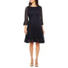 Rabbit Design Elbow Sleeve Lace Fit & Flare Dress
