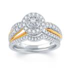 1 Ct. T.w. Diamond 14k White, Rose & Yellow Gold Engagement Ring
