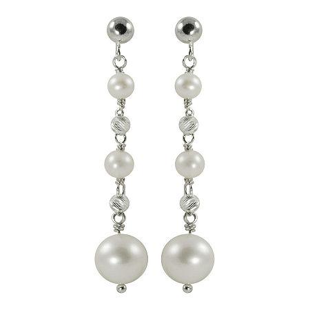 Cultured Freshwater Pearl Sterling Silver Drop Earrings