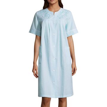 Collette By Miss Elaine Short Sleeve Seersucker Caftan