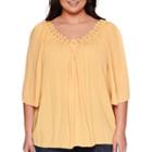 A.n.a Embroidered-neck Boho Top