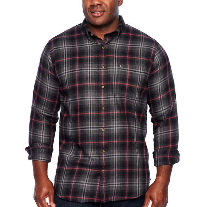 Izod Tall Slim Flannel Wovens Long Sleeve Flannel Shirt-slim