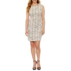 Sharagano Sleeveless Plaid Sheath Dress-petites