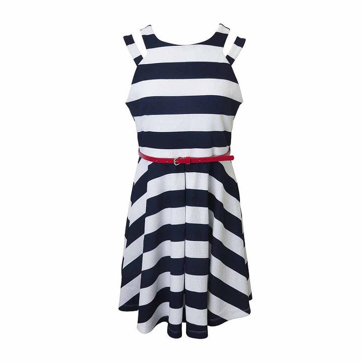 Lilt Stripe Skater Dress With Belt