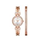 Womens Crystal T-bar Glitz Watch And Bracelet Set