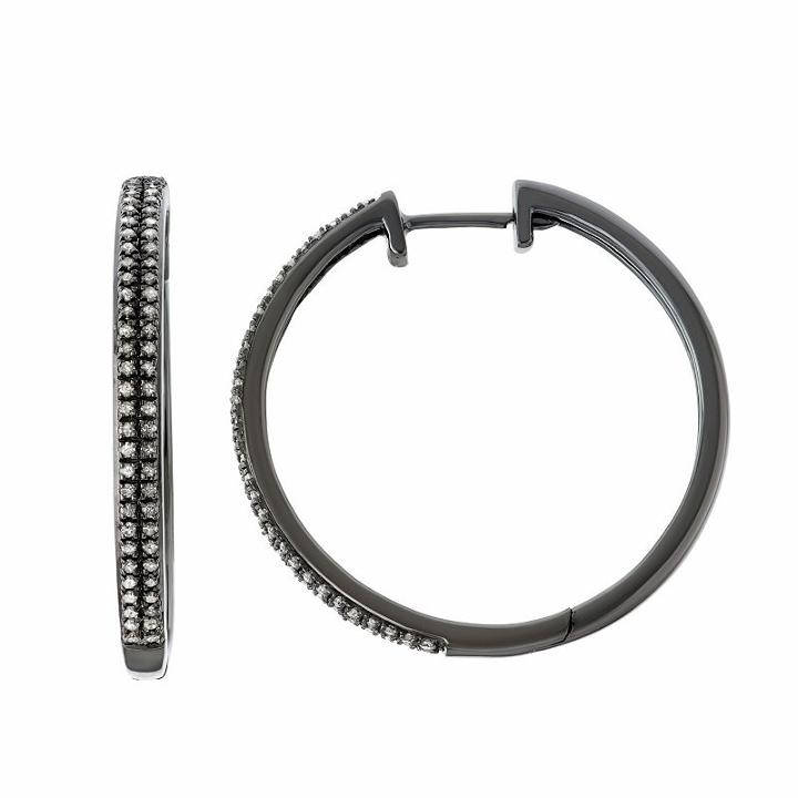1/2 Ct. T.w. Black Diamond 31mm Hoop Earrings