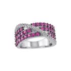 Lab-created Ruby And White Sapphire Crossover Ring