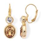 Monet Champagne And White Crystal Gold-tone Drop Earrings