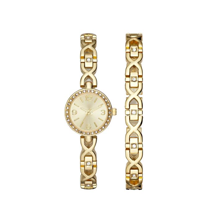Womens Crystal X Glitz Watch And Bracelet Set