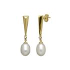Certified Sofia&trade; Cultured Freshwater Pearl & 1/10 Ct. T.w. Diamond Earrings