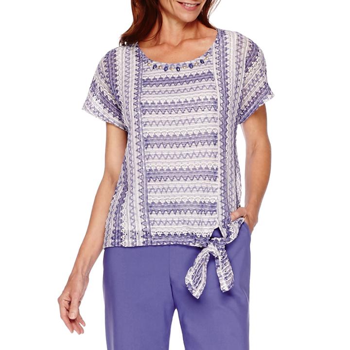 Alfred Dunner Cyprus Cap-sleeve Side Tie Top