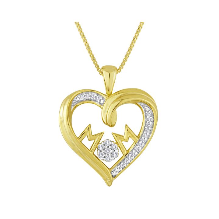 Diamond Blossom 1/10 Ct. T.w. Diamond Mom Heart Pendant Necklace