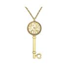 Personalized 14k Yellow Gold Over Silver 25mm Monogram Key Pendant Necklace