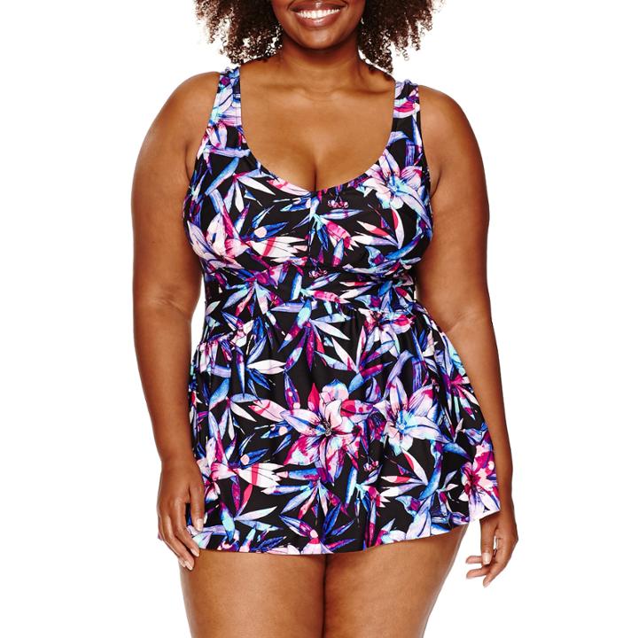 Azul By Maxine Of Hollywood Floral Swim Dress - Plus