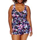 Azul By Maxine Of Hollywood Floral Swim Dress - Plus