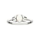 Womens White Opal Sterling Silver Delicate Ring