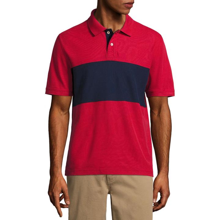 St. John's Bay Easy Care Short Sleeve Stripe Pique Polo Shirt