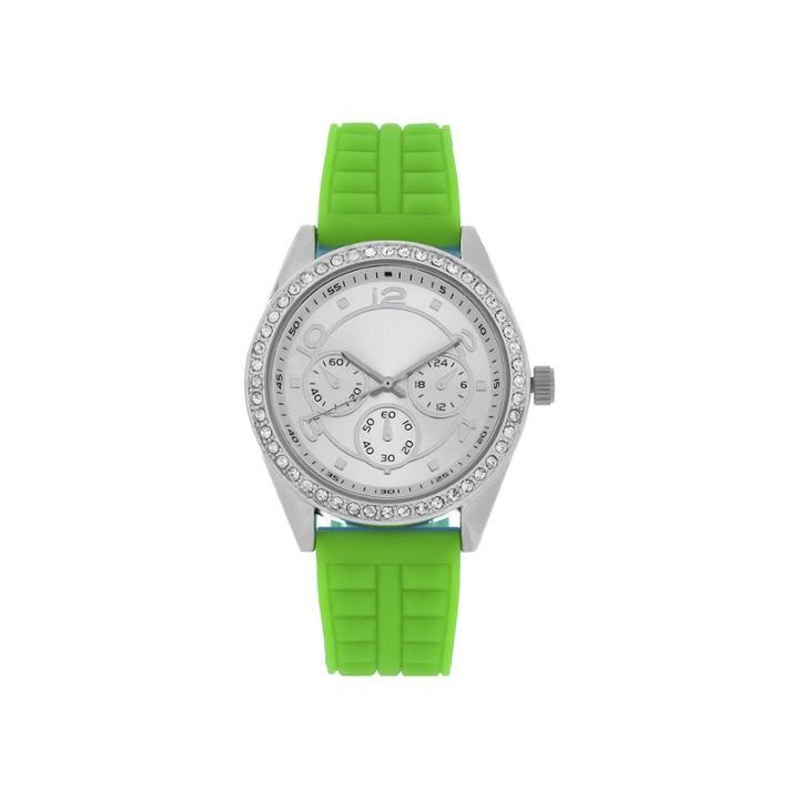 Womens Green/silver Strap Watch